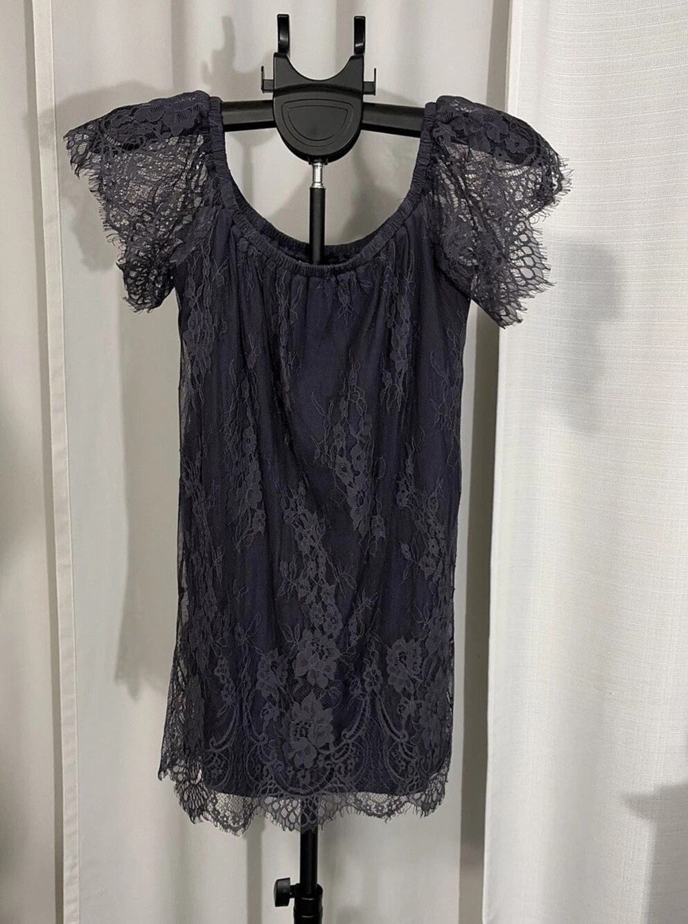 American Eagle Lace Over Dress Sz Medium In Navy
